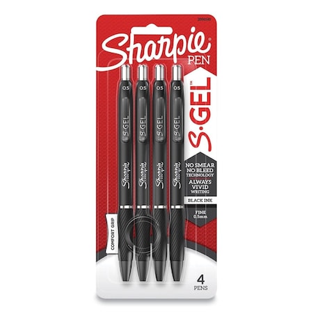 Workstationpro 0.5 mm S-Gel High-Performance Fine Retractable Pen, Black, 4PK TH3751521